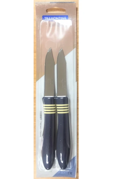 Pinkev Tramontina 6 Adet Paslanmaz Çelik Lazer Tırtıklı Kısa Meyve Soyma Bıçağı - Yeni Lacivert - Resim 3