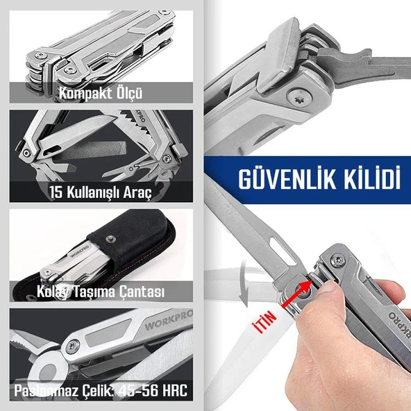 WORKPRO WP382008 16 IN 1 Çok Fonksiyonlu Profesyonel Pense Seti + Taşıma Kılıfı - Resim 9