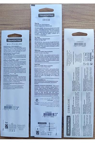 Pinkev Tramontina 6 Adet 3 Renk Paslanmaz Çelik Tırtıklı Kısa Soyma Bıçağı - Resim 2