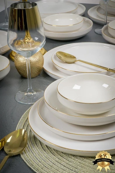 Heda Porselen Rüya Altın Yaldız 24 Parça 6 Kişilik Porselen Yemek Takımı ürün görseli