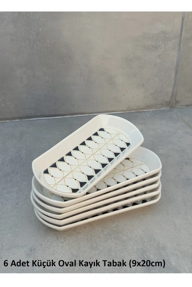 Pinkev 6lı Set Seramik Küçük Boy Oval Kayık Tabak Seti - 9x20cm ürün görseli