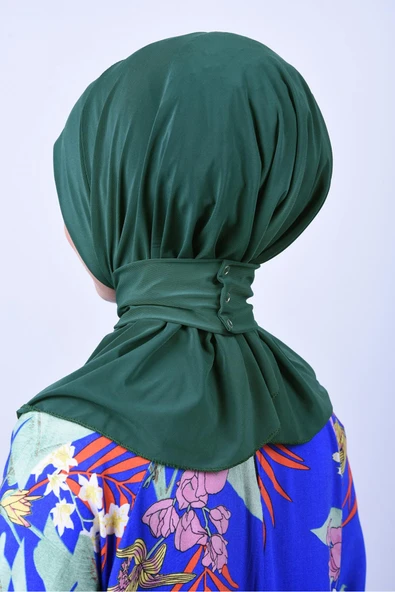 Çıt Çıtlı Bone Tesettür Mayo Üstü Uyumlu Deniz Ve Havuz Bonesi Hijab - Resim 3