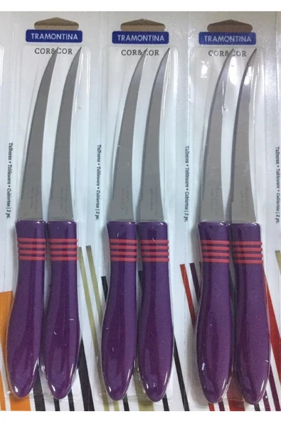 Pinkev Tramontina 6 Adet Lazer Tırtıklı Mutfak Bıçak Seti  Mor ürün görseli