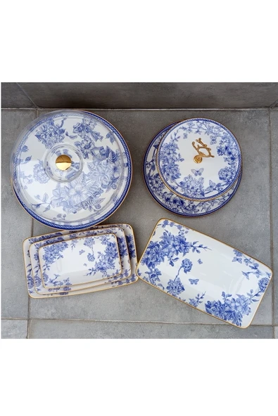 Pinkev 6 Parça Seramik Pasta Servis Sunum Tabağı Seti - Resim 3