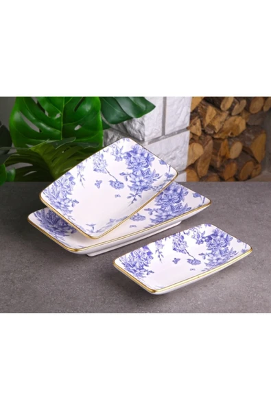 Pinkev Butterfly 11 Parça Fanuslu Seramik Pasta Sunum Tabağı Seti - Kup117s - Resim 5