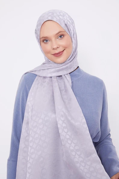 Gümüş Halka Desen Jakarlı Janjan şal - Resim 2