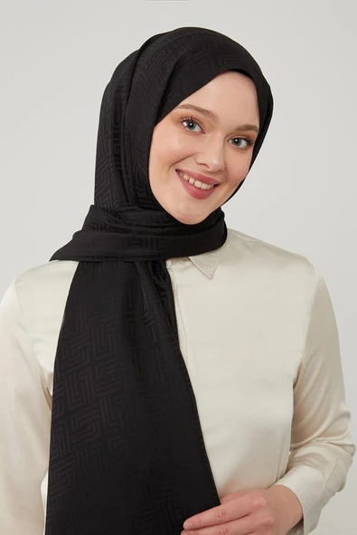 Siyah Labirent Desen Blue Jakar Şal - Resim 2