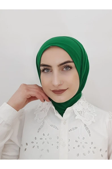 Çıt Çıtlı Tesettür Mayo Üstü Uyumlu deniz ve havuz Bonesi hijap canlı yeşil ürün görseli