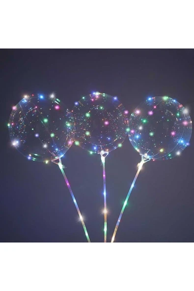 Kampüs Kırtasiyem 3 Adet - 3 Pilli 3 Fonksiyonlu Şeffaf Işıklı Balon - Resim 4