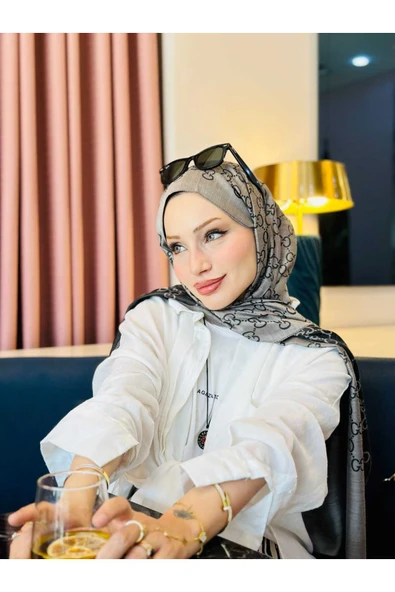 Kutulu İthal Çifttaraflı G. İnci Vual İpek Şal - Resim 3