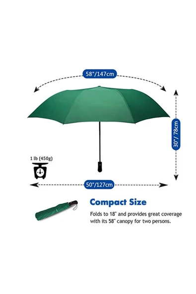 Kampüs Kırtasiyem Yeşil Otomatik Şemsiye - Resim 4