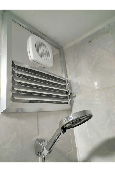 ÇELİK MENFEZ PARLAK KROM BANYO MENFEZİ FANLI ALUMINYUM 40X50 CM DIS OLCU 145 M3 - Resim 4