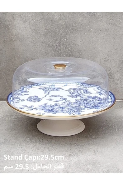 Pinkev Butterfly Ayaklı Seramik Kek Fanusu Pasta Sunum Tabağı Standı ürün görseli