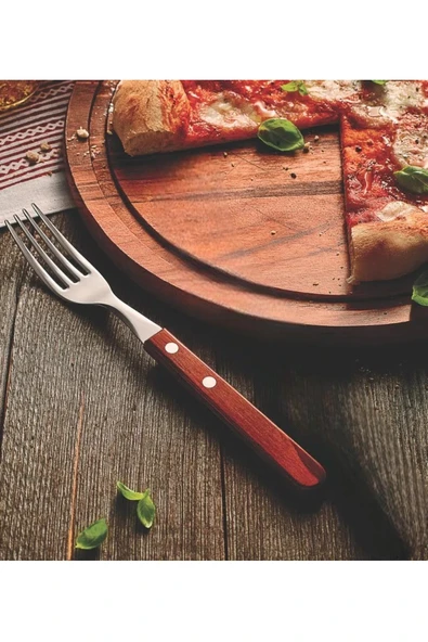 Pinkev Tramontina 6 Kişilik Polywood Saplı Steak Et Çatal Seti - Resim 3