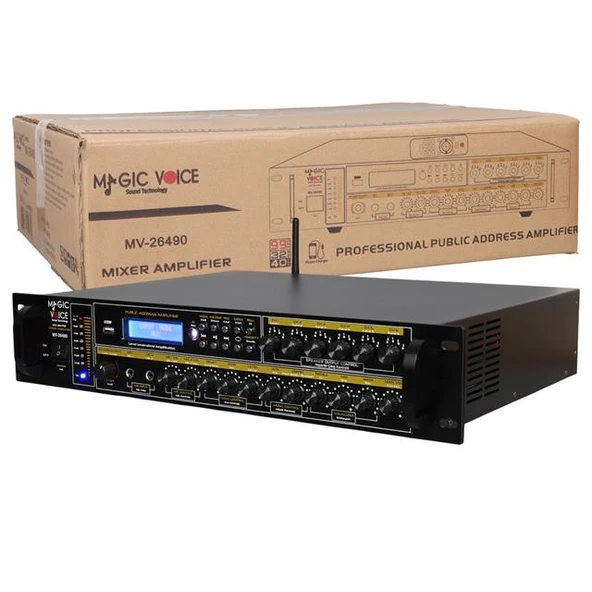 Magicvoice MV-26490 250 Watt USB/MP3/Bluetooth 6 Bölgeli Hat Trafolu Mixer Amfi - Resim 4