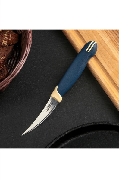 Pinkev Tramontina 6 Adet Paslanmaz Çelik Tırtıklı Kısa Kıvrık Bıçak Seti - Lacivert ürün görseli