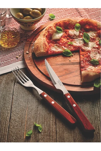 Pinkev Tramontina 6 Kişilik Polywood Saplı Steak Et Çatal Bıçak Seti ürün görseli