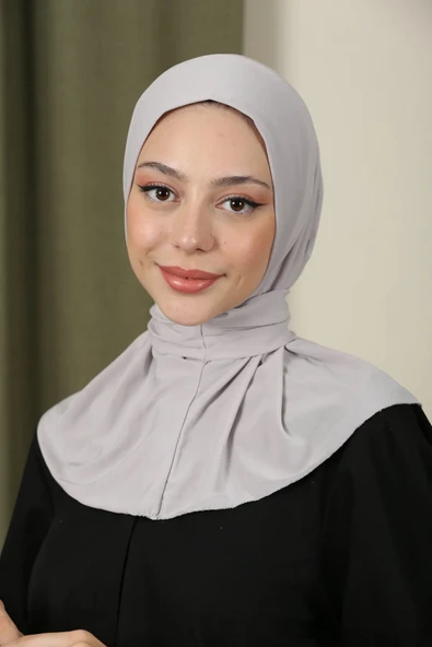 Çıt Çıtlı Bone Tesettür Mayo Üstü Uyumlu Deniz Ve Havuz Bonesi Hijab Gümüş ürün görseli