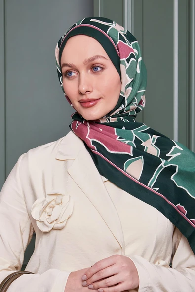 Zümrüt Yaprak Desen Royal Şal - Resim 3