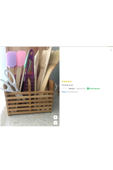 Pinkev Tezgah Üstü Iki Bölmeli Bambu Kaşıklık - Resim 6