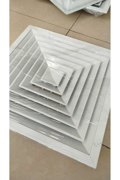 ÇELİK MENFEZ KARE ANEMOSTAT FANLI 60X60 DIS OLCUSU KÖR KASALI - Resim 2