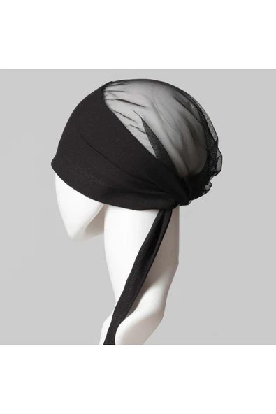 Büyük Boy XXL Tüllü Havalı Bone SİYAH - Resim 2