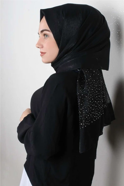 Taşlı Exclusive Şal 1606-3 Siyah ürün görseli