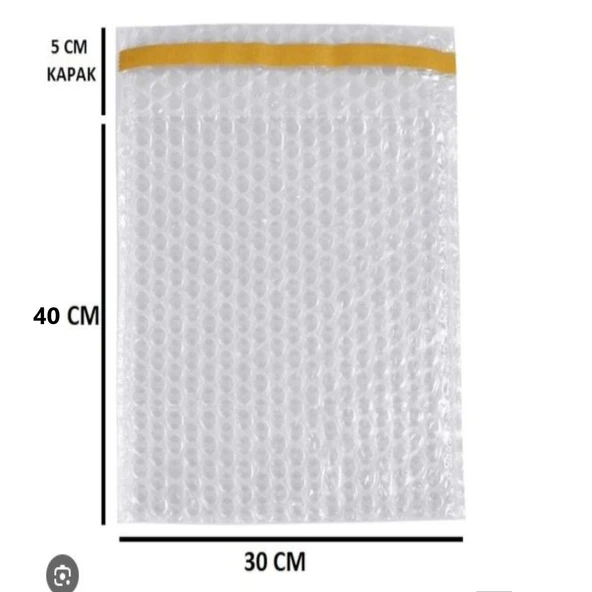 Balonlu Patpat Torba, Bantlı Baloncuklu Torba-Zarf 30Cm (En) X 40Cm (Boy) + 5Cm (Kapak) 10 Adet - Resim 2