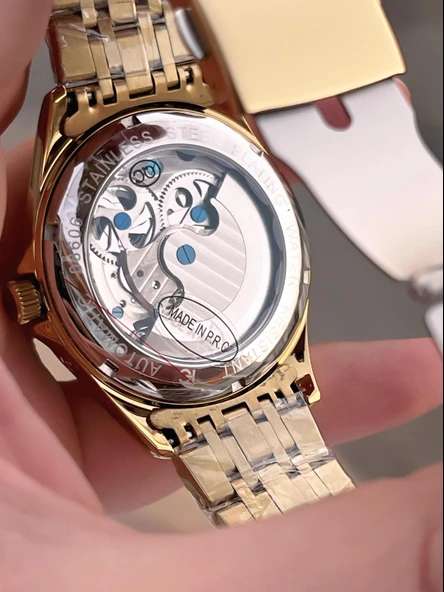 Ferrucci Otomatik Mehtap Ve Güneş Kadranlı Bileklik Hediyeli 3 Atm Erkek Kol Saat FF.G3606.3 - Resim 5