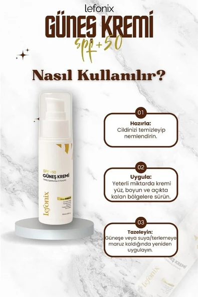 Lefonix SPF 50+ Güneş Kremi 50 ml+Lefonix Kuru ve Normal Ciltler İçin Temizleme Jeli 150 ml - Resim 3