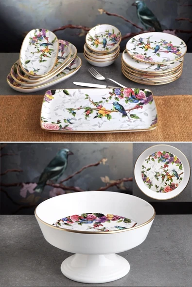 Pinkev Seramik Pasta Ve Kahvaltı Sunum Tabağı Seti ürün görseli