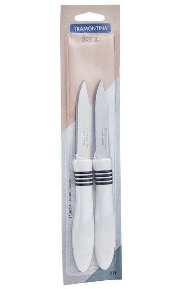 Pinkev Tramontina 2 Adet Lazer Tırtıklı Kısa Meyve Soyma Bıçağı - Beyaz ürün görseli