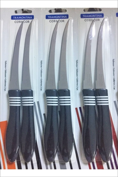 Pinkev Tramontina 6lı Uzun Kıvrık Tırtıklı Bıçak Seti - Siyah ürün görseli