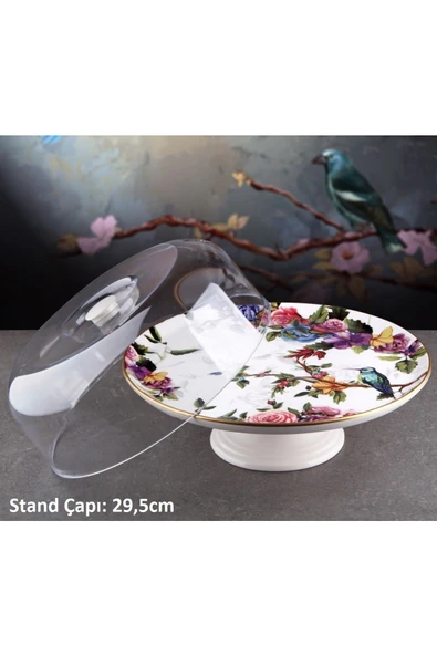 Pinkev Flora 14 Parça Seramik Meyvelikli Pasta Sunum Tabağı Kombin Set - Kup103f - Resim 4