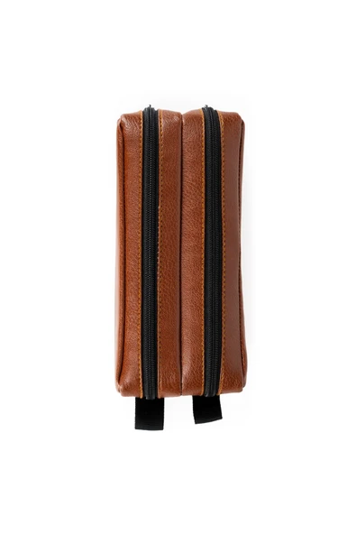 Kampüs Kırtasiyem Suni Deri Çift Gözlü Taba Kalem Kutusu - Makyaj Çantası - Resim 5