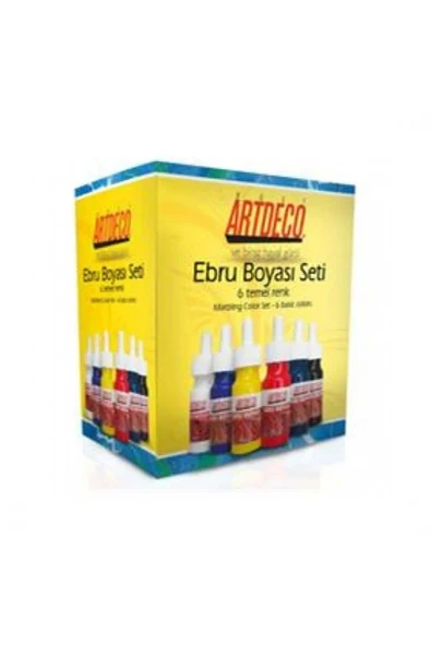 Artdeco lisans kırtasiye Ebru Boya Seti 6 Temel Renk ürün görseli 1