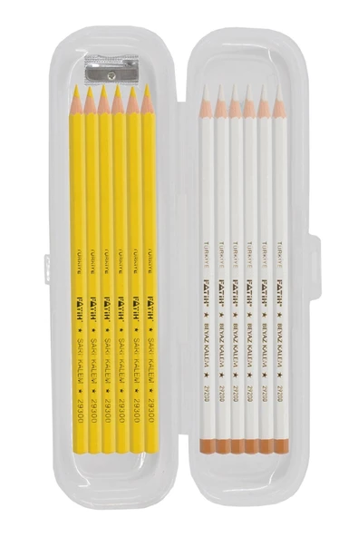 Kampüs Kırtasiyem Fatih Beyaz Ve Sarı Tekstil Işaretleme Kalemi 12 Li Karma Paket Kutulu Ve Kalemtraşlı ürün görseli 1