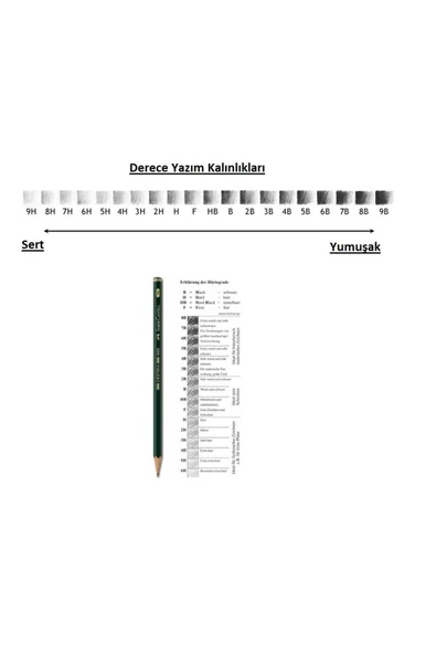 Faber Castell Resim Kalemi Faber Dereceli Kalem Seti Karakalem Seti 4b 3b 2b B Hb 13'lü Set - Resim 3
