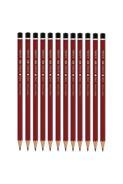 Adel Writer Mercanlı Kurşun Kalem 12 Li Kırmızı Hb Kolay Açılır Yeni Üretim - Resim 6