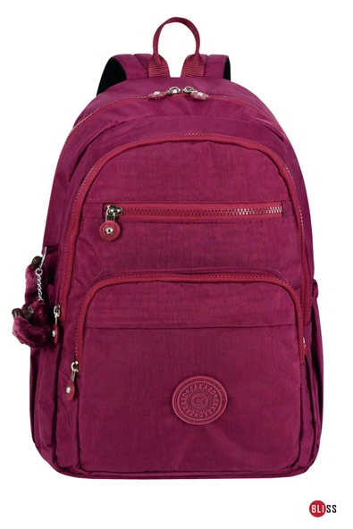Bliss Lüx, Çok Cepli Su Geçirmez Krinkıl kumaş Okul/Sırt Çantası Maymun Anahtarlık Laptop  Tablet Bölmeli ürün görseli 1