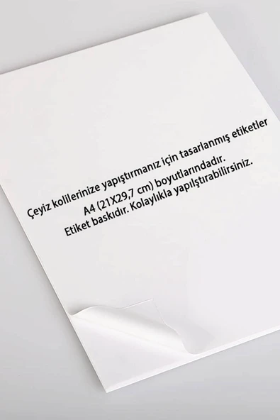 Artcrelier Çeyiz Bohça Bavul Koli Etiketi Gelin 20 Adet A4 Baskılı Etiket Sticker - Resim 2
