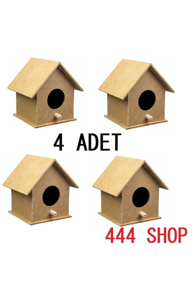 444 4'lü Ahşap Kuş Evi Kuş Yuvası 10 Cm X 10 Cm X 12 Cm Boyanabilir Set Demonte olarak gönderilmektedir. ürün görseli 1