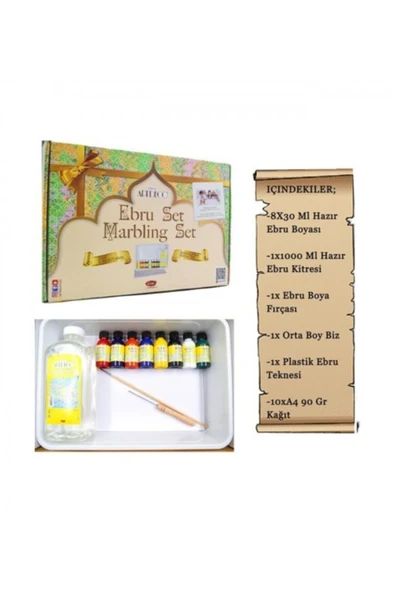Artdeco lisans kırtasiye 8x30ml A4 Tekneli Ebru Başlangıç Seti Damlalıksız / LV-Y-016-ES5 ürün görseli 1