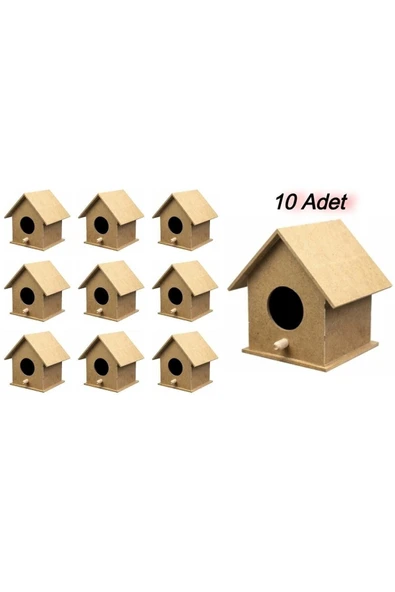 ASİL DOĞAN Kuş Evi (10 Adet) 10x10x13 Cm Boyanabilir Set Demonte olarak gönderilmektedir. ürün görseli 1
