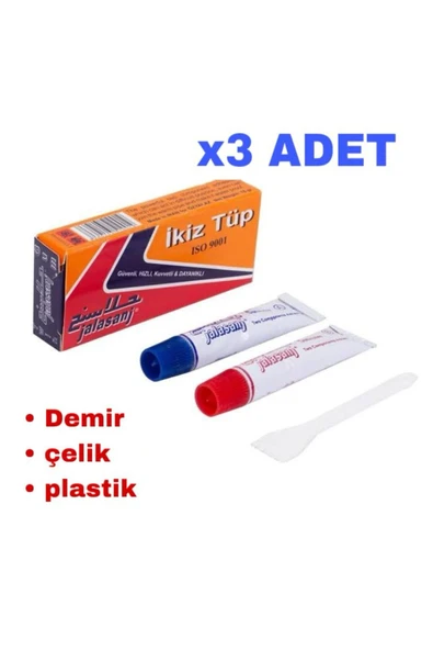 Kampus Kırtasiyem 3 Adet Ikiz Tüp Iran Yapıştırıcısı Kuvvetli Plastik Çelik Cam Metal Yapıştırıcı ürün görseli 1