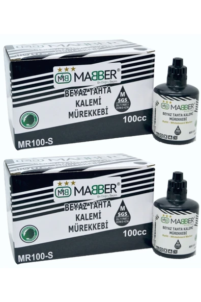 Mabber Kırtasiye Beyaz Tahta Kalemi Mürekkebi 2 Adet 100 Cc ürün görseli 1