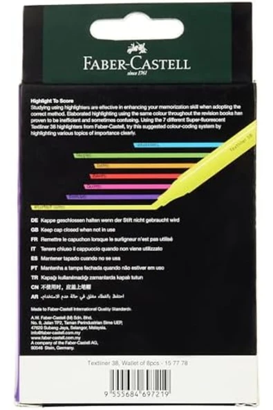 Kampus Kırtasiyem Fosforlu Kalem 38 Neon Renkler 8'li 2li paket AC BOX 861931 - Resim 2