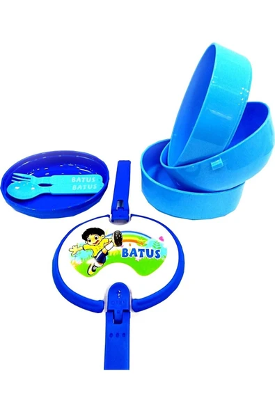 Logon Tanışır Yayınları Batus 3 Katlı Beslenme Kabı Seti Mavi - Resim 2