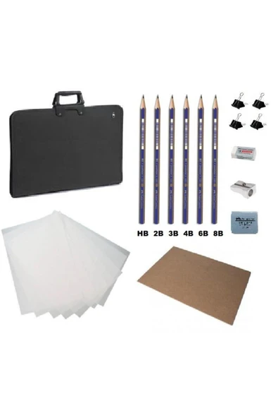 Kampus Kırtasiyem Karakalem Resim Kurs Seti 50x70 - Duralit - Resim Çantası - Resim Kağıdı - Resim Kalemi Silgi Kı ürün görseli 1