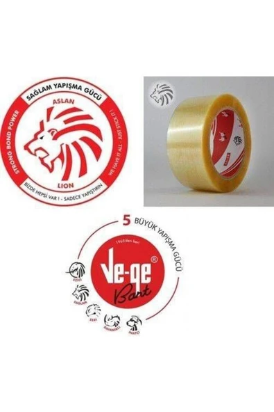 Ve-ge Koli Bandı 45x100 Şeffaf (ASLAN) 6 Adet - Resim 3